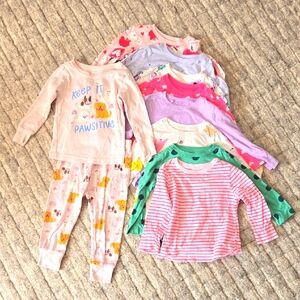 BUNDLE of 9 Old Navy Girls Toddler Long Sleeve Tops Shirts 18-24 Mo 100% Cotton